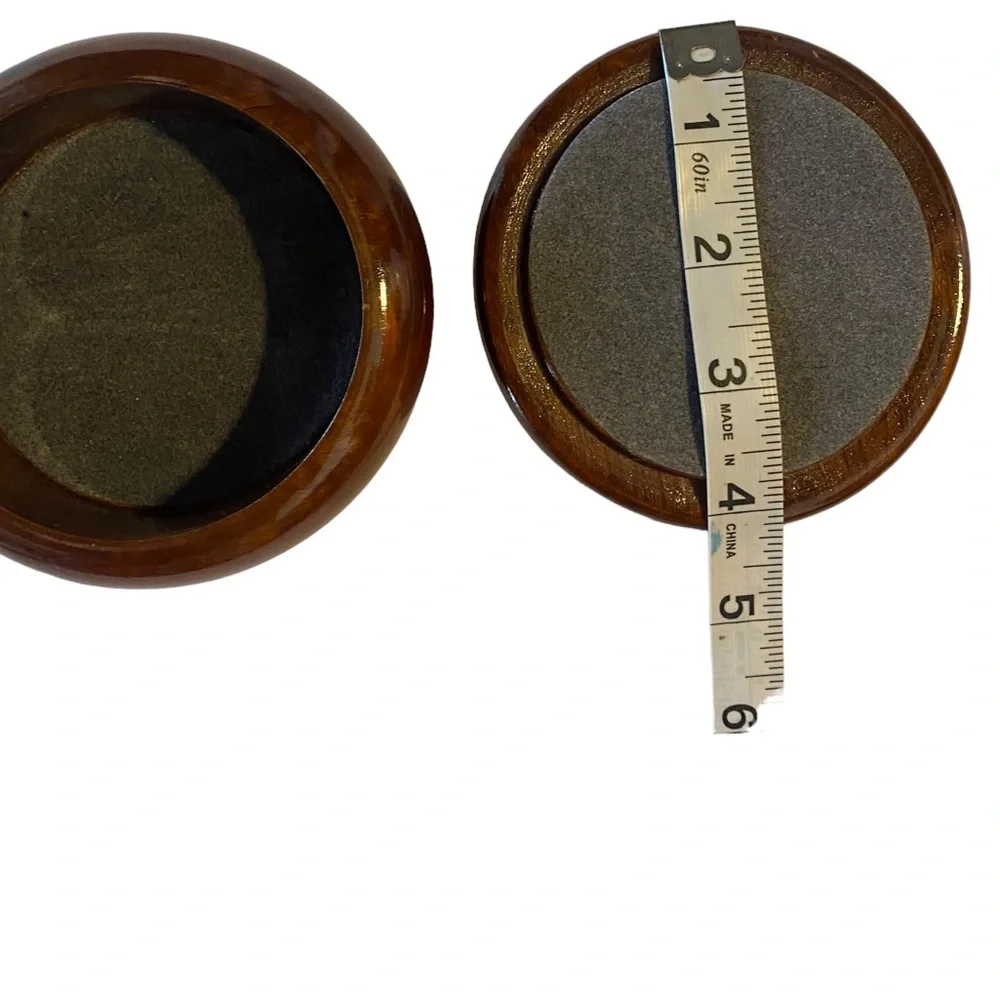 Beautiful Vintage Wooden Resin Ring Container with Onyx Cross